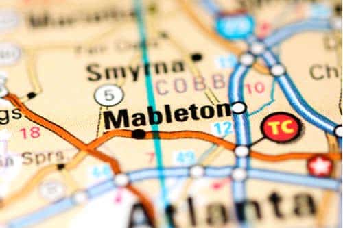 Mableton Georgia USA on map concept of Mableton personal injury law firm