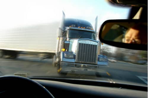 Truck about to collide with car Smyrna truck accident lawyer concept