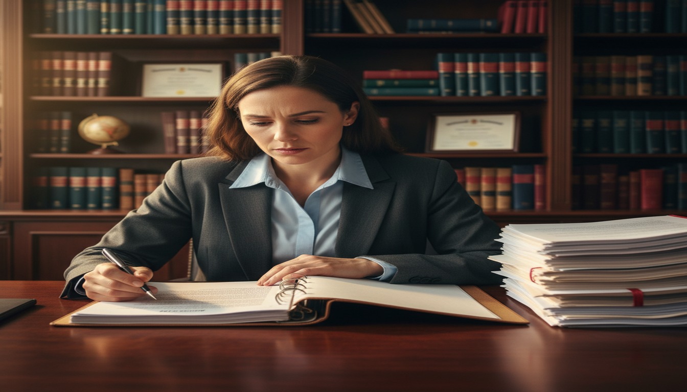 Atlanta personal injury attorney reviewing a dismissed without prejudice case file at a desk preparing to refile