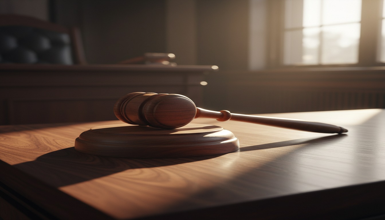 Court document stamped dismissed without prejudice next to a gavel on a wooden desk representing a Georgia civil court ruling