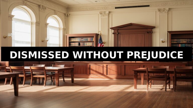 Empty Georgia courtroom interior for dismissed without prejudice case in Georgia
