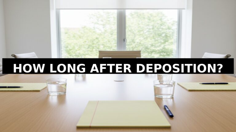 Legal conference room table with notepads representing post-deposition settlement timelines in Georgia