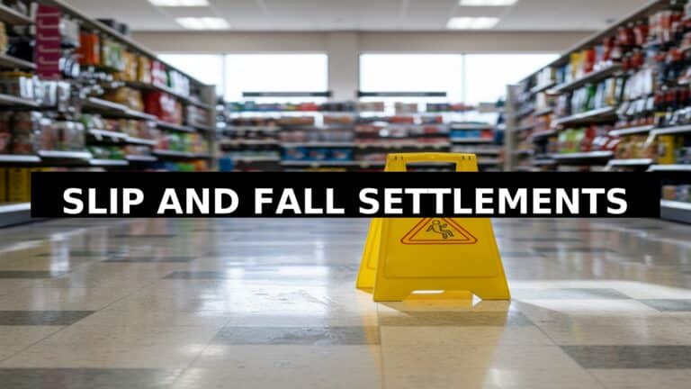 Wet floor warning sign on commercial tile floor for slip and fall accident claims in Georgia